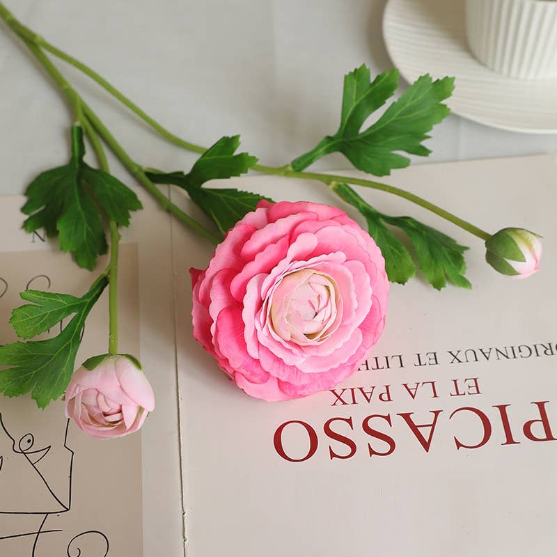 18" Real Touch Ranunculus with 2 Buds
