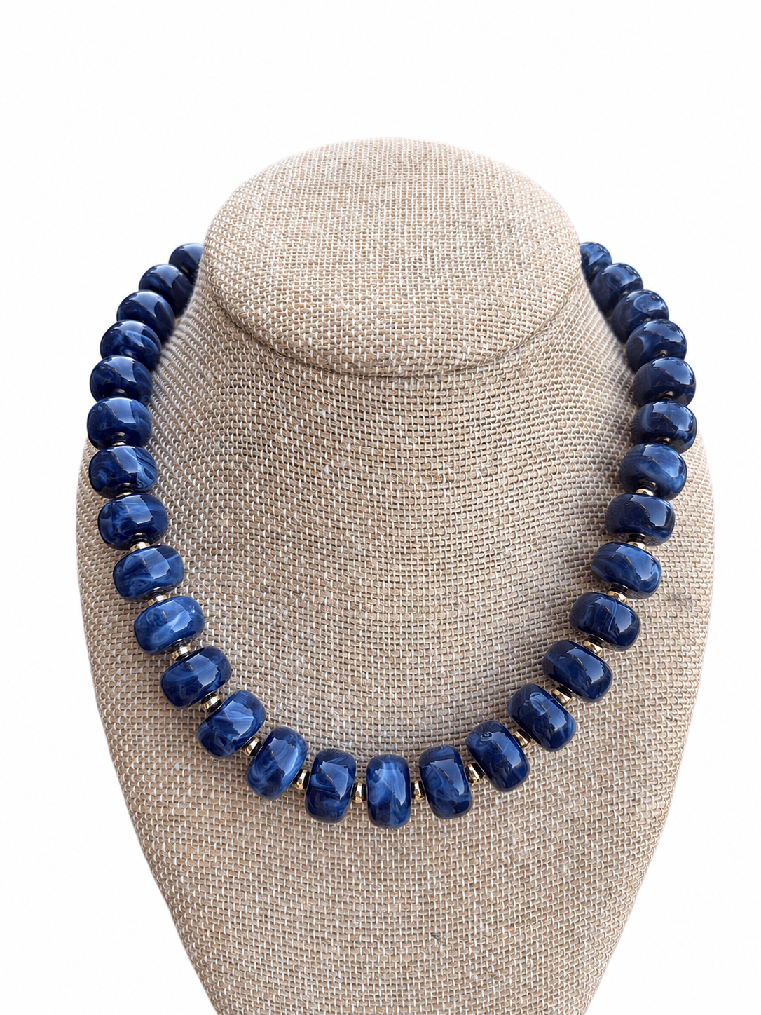 Navy Round Beaded Necklace