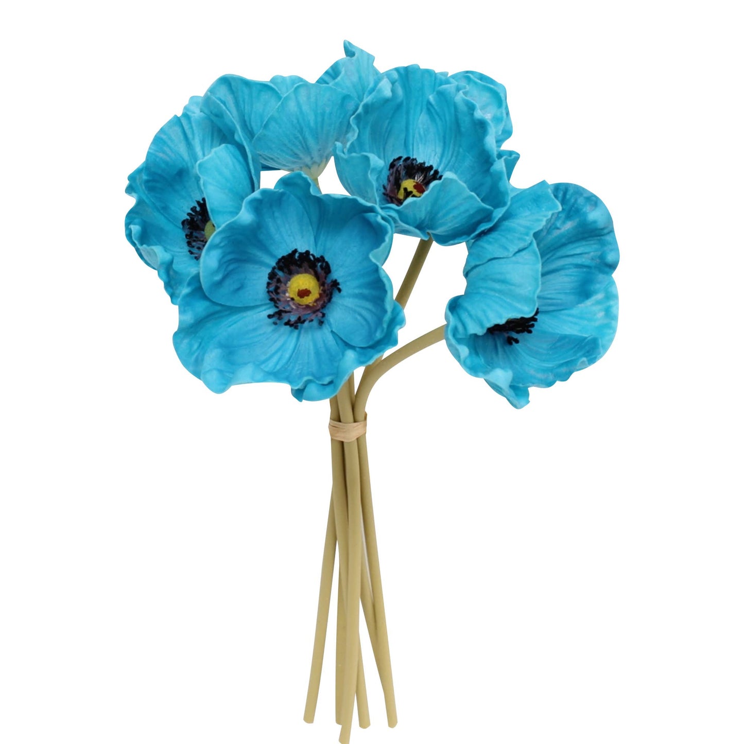 11" Real Touch Poppy 6 Stems