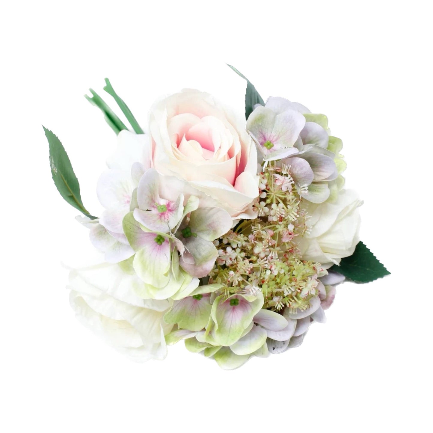 12"-Rose Hydrangea Pre-tied bouquet Faux Flowers