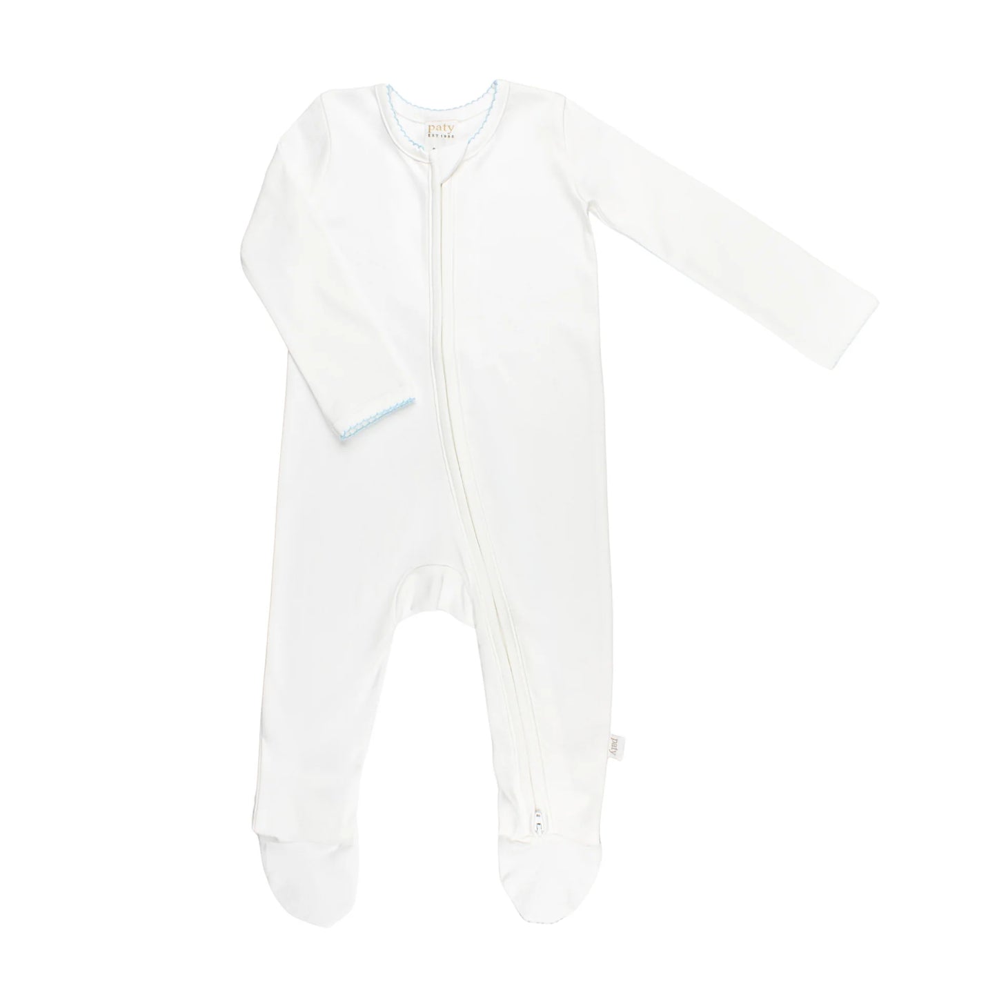Organic Cotton Blue and White Zipper Footie