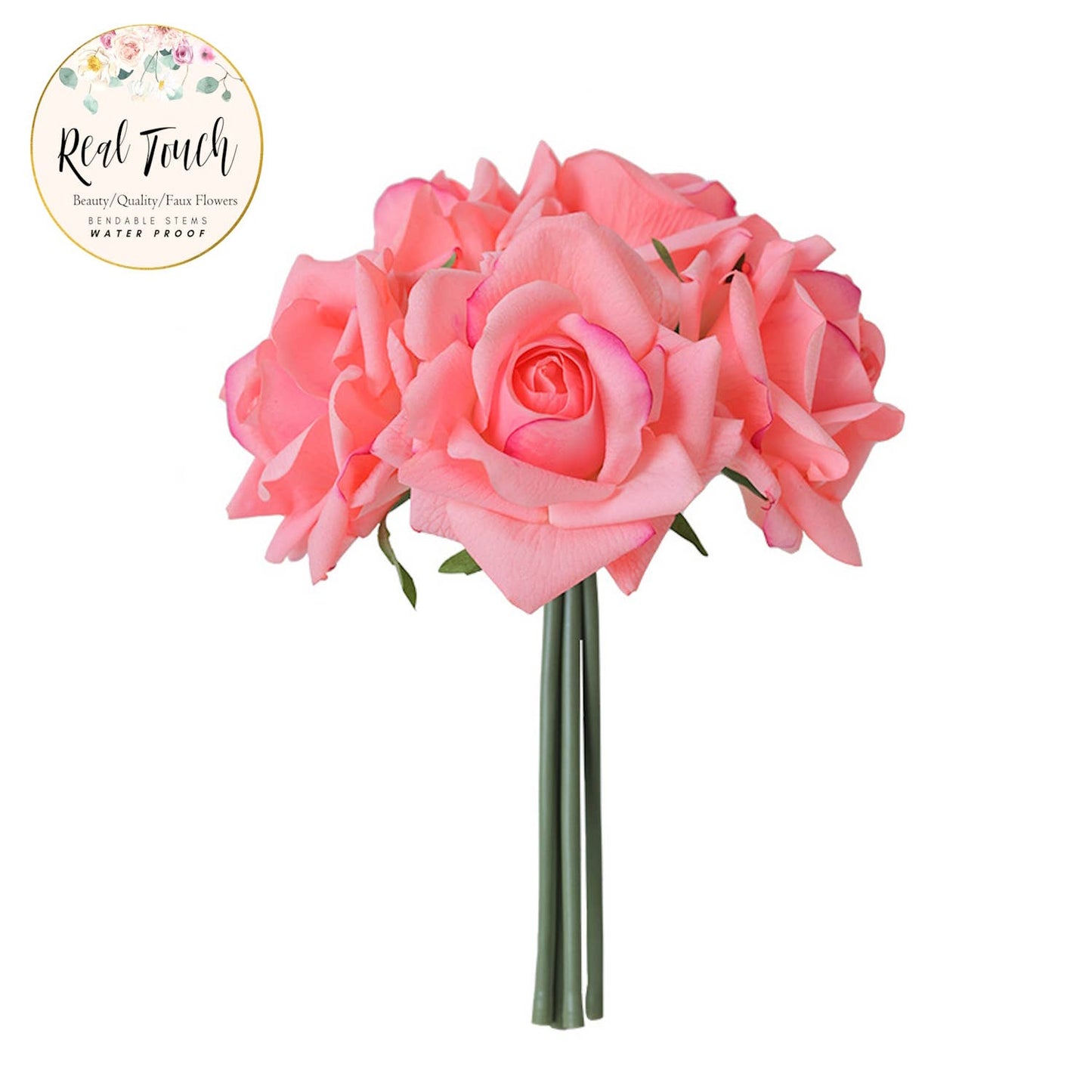 Real Touch Pack of 5 Large bloom Rose