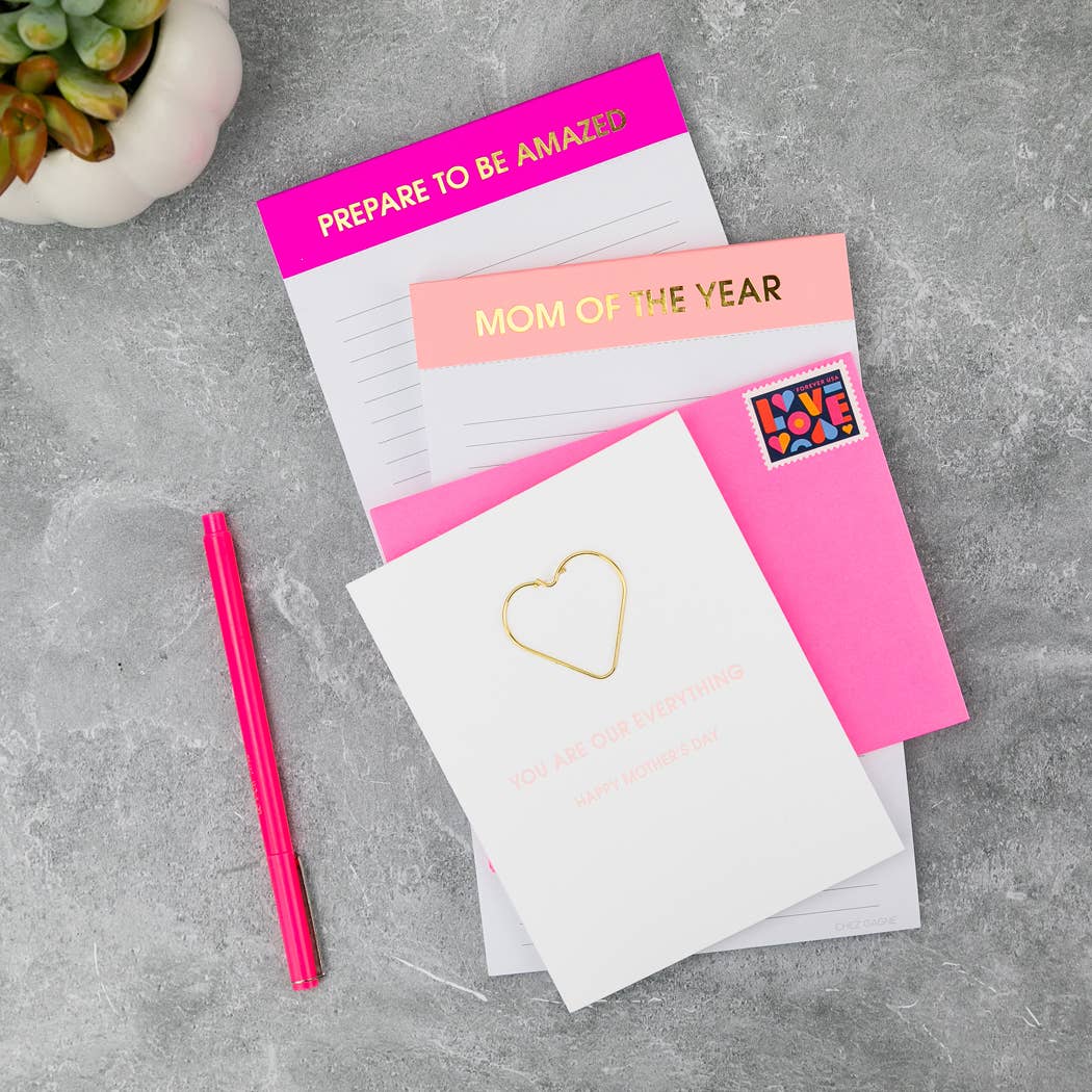 Mom of The Year - Lined Notepad - Pink