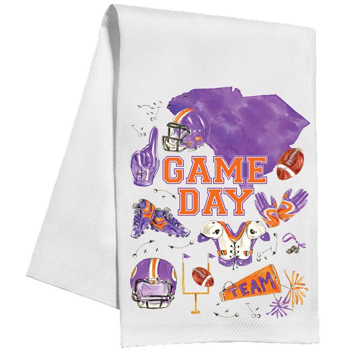 Orange&Purple GameDay State Of SC FootballIcons KitchenTowel