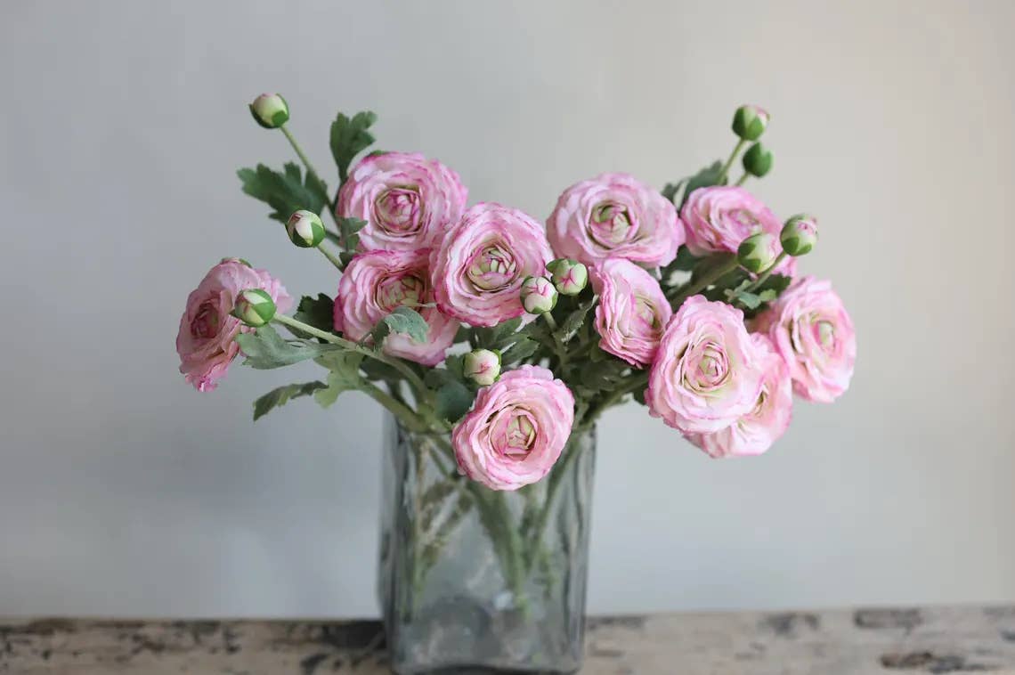 18" Real Touch Ranunculus with 2 Buds