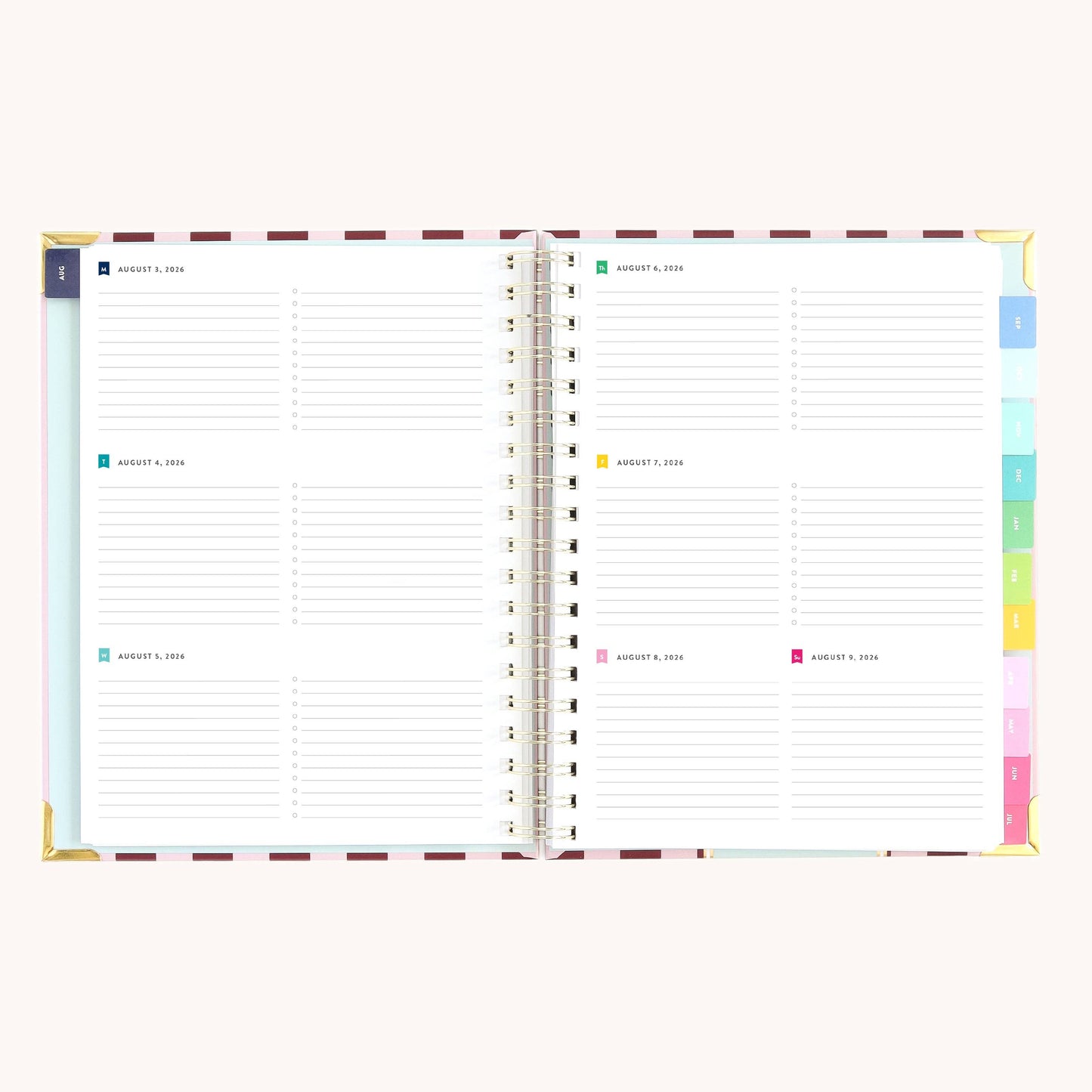 2026-2027 Spiral Weekly Simplified Planner - Berry Stripe