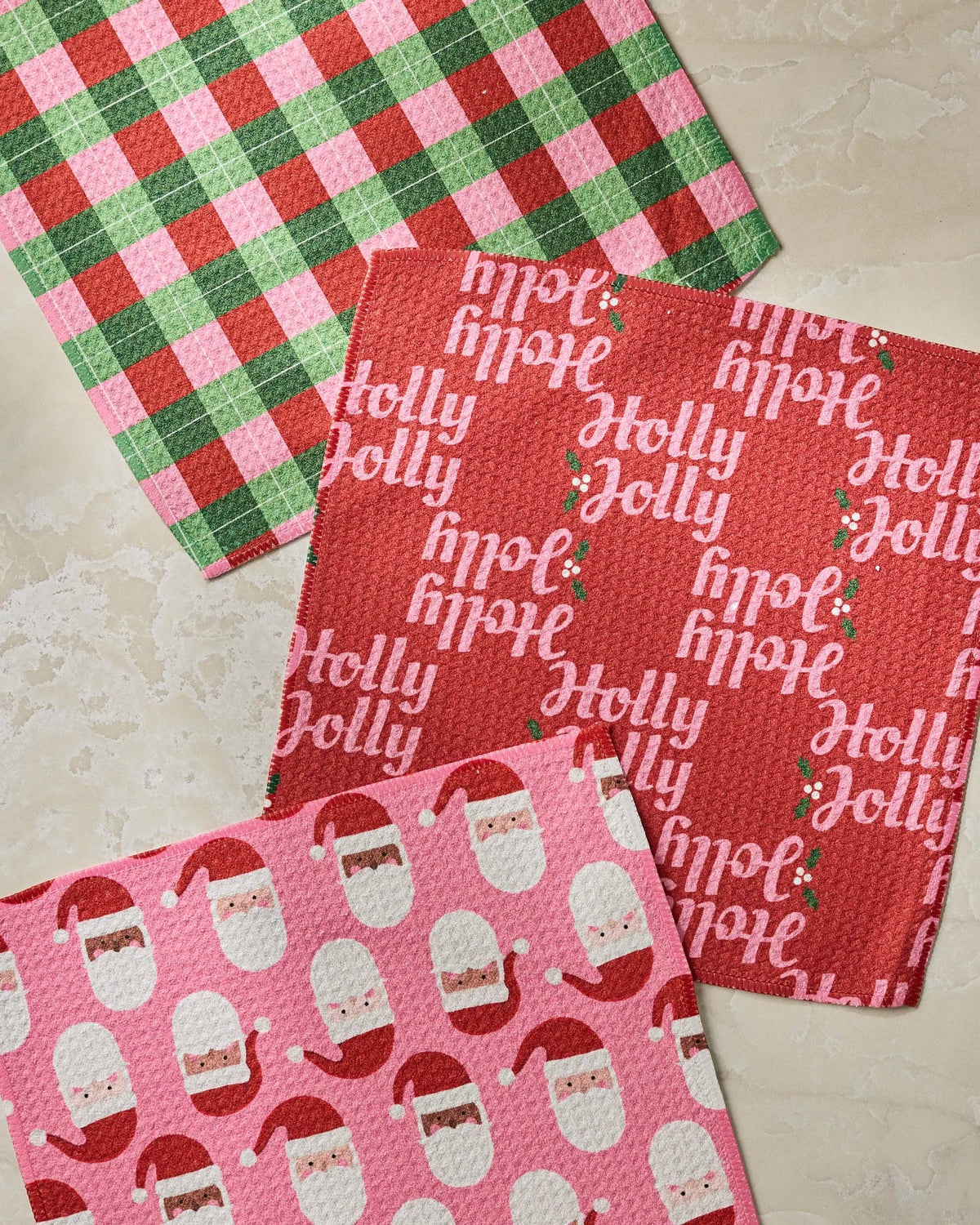 Holly Jolly Santa Dishcloth Set - Holiday 2026