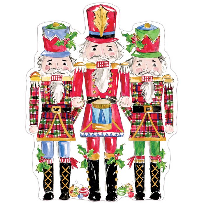 Red, Green & Blue Plaid Nutcracker Trio Die-Cut Placemat