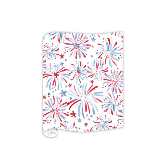 Handpainted Red White and Blue Fireworks Table Runners