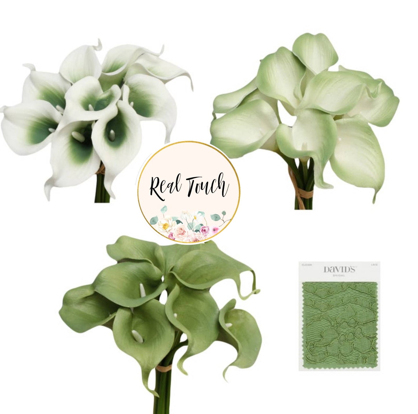 Pack of 10-real touch calla lily green color palette