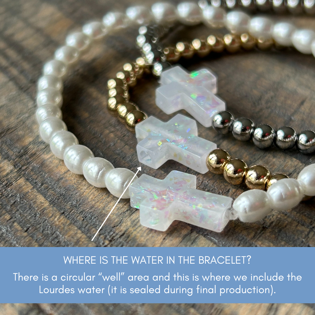 Amethyst Cross Holy Water Beaded Bracelet