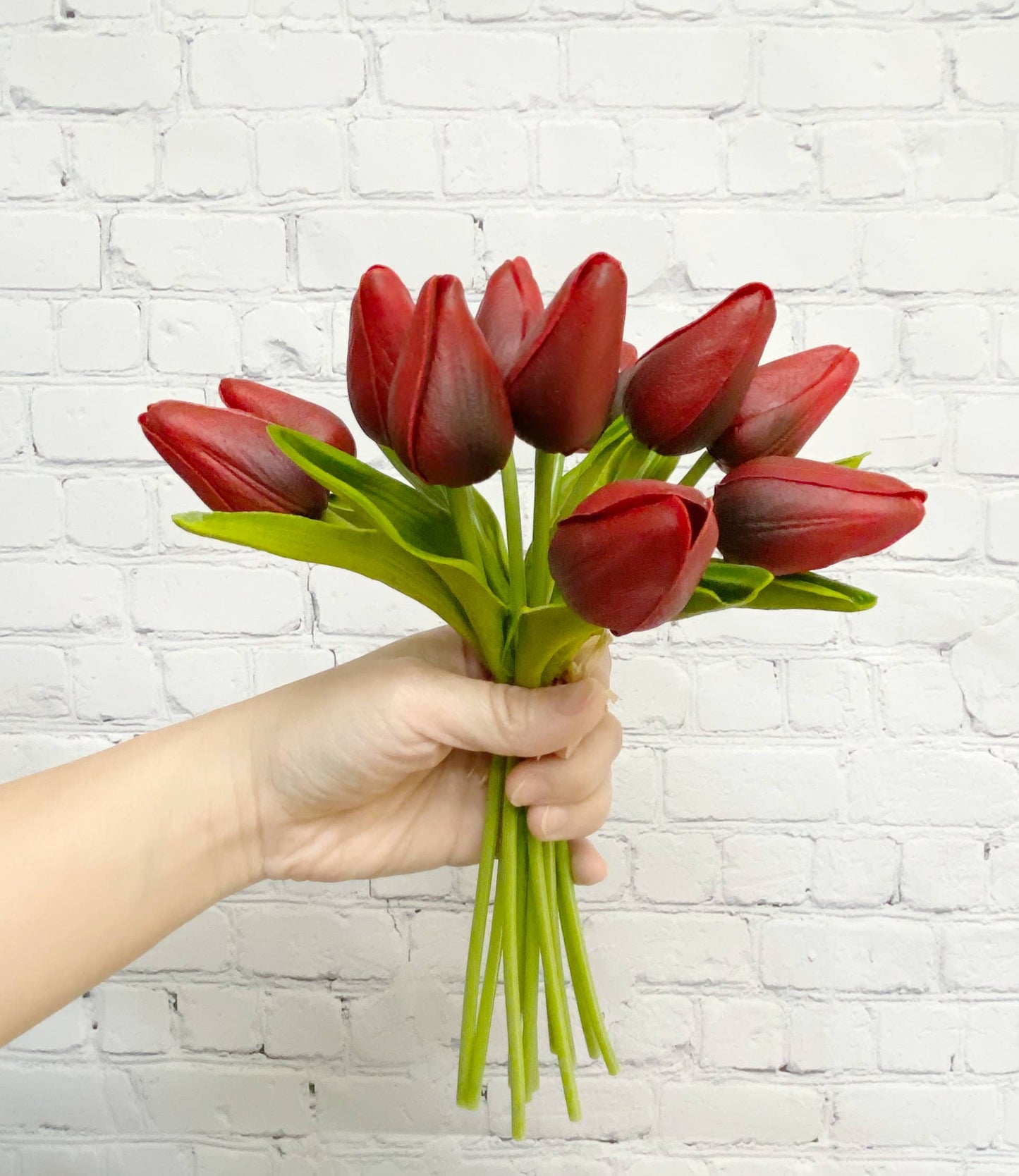 1 Dozen Real Touch Tulip Bud bouquet-10.5"
