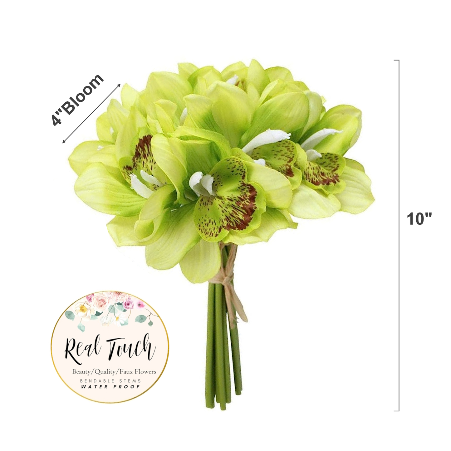 Pack of 6 Stems-Real Touch Faux Cymbidium Orchid Bundle
