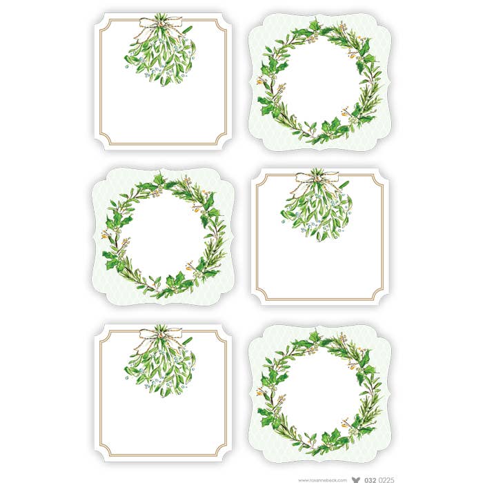 Handpainted Mistletoe and Wreath Sticker Sheets