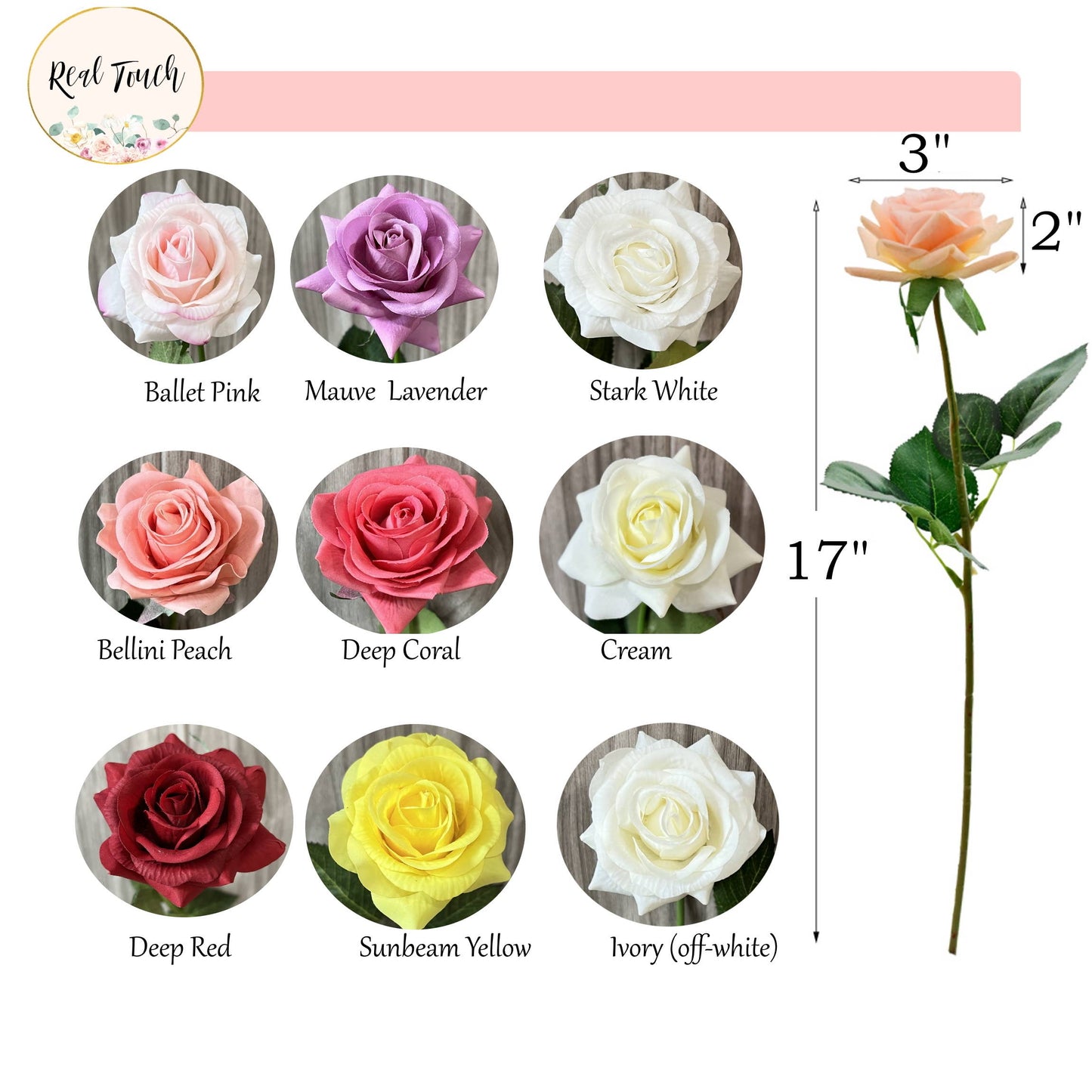 17"Medium bloom rose stem-Moisturized Coating Fresh-Cut Fee