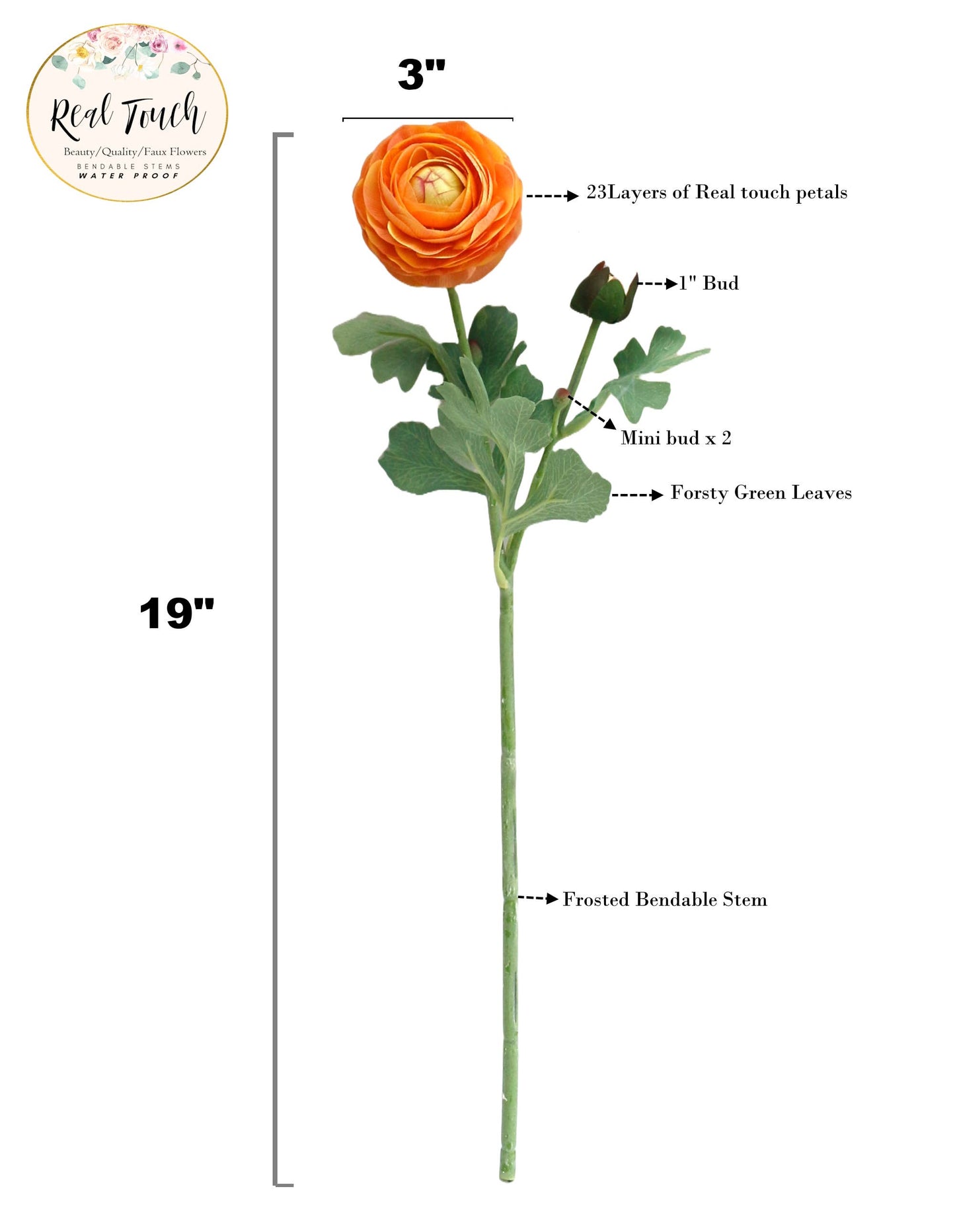 19"-Real Touch Ranunculus