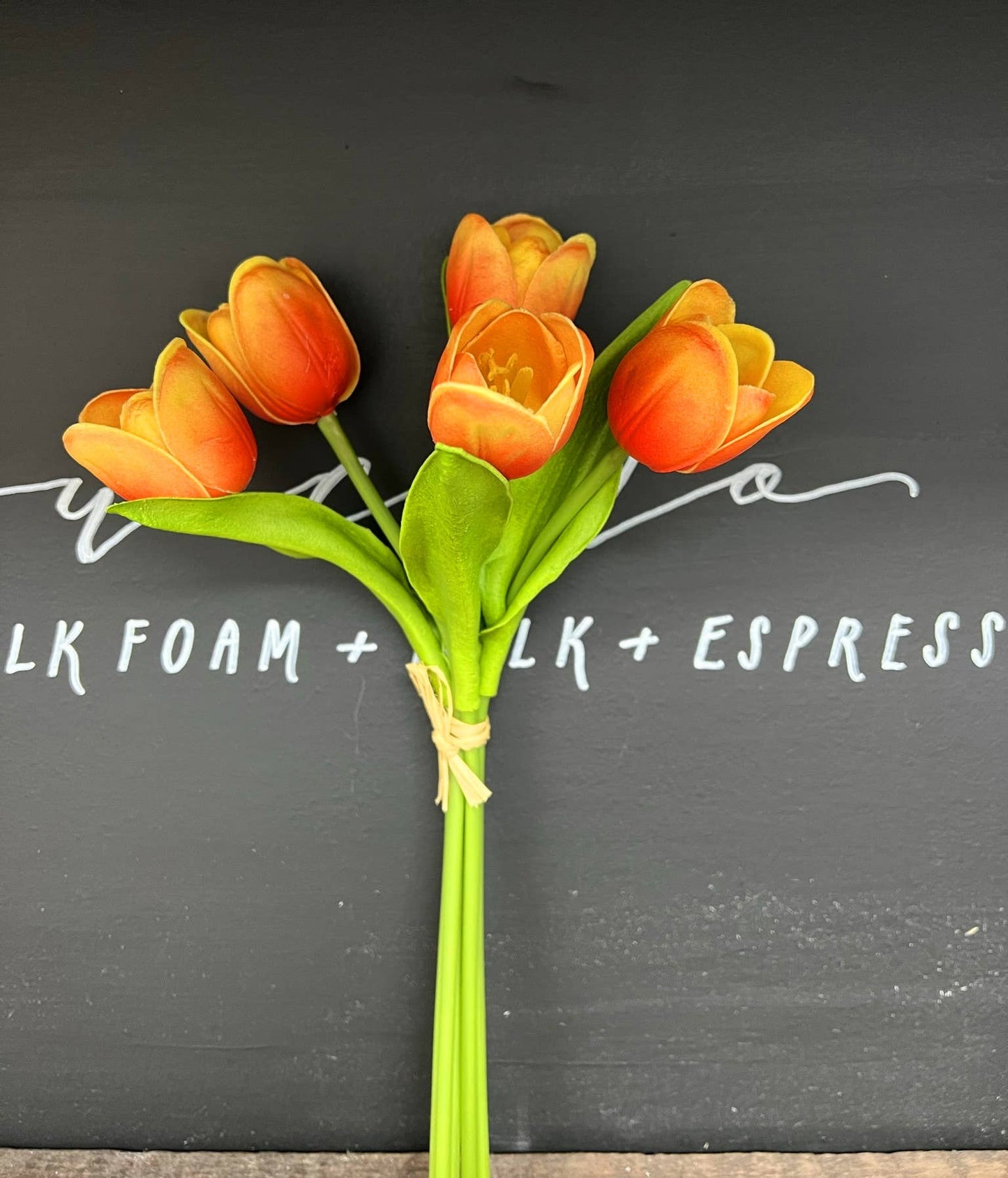 Pack of 5-stems Real Touch medium open tulip