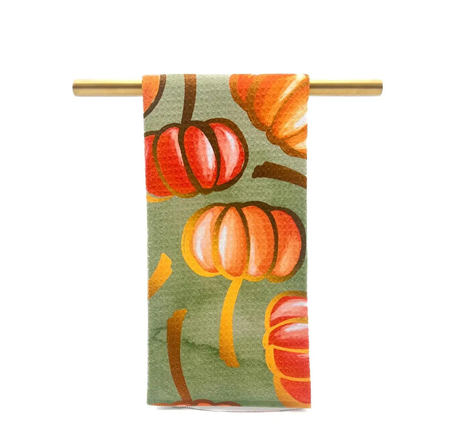 Orange Falling Pumpkins Tea Towel