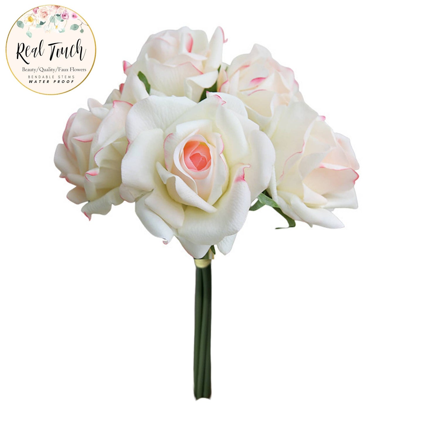 Real Touch Pack of 5 Large bloom Rose