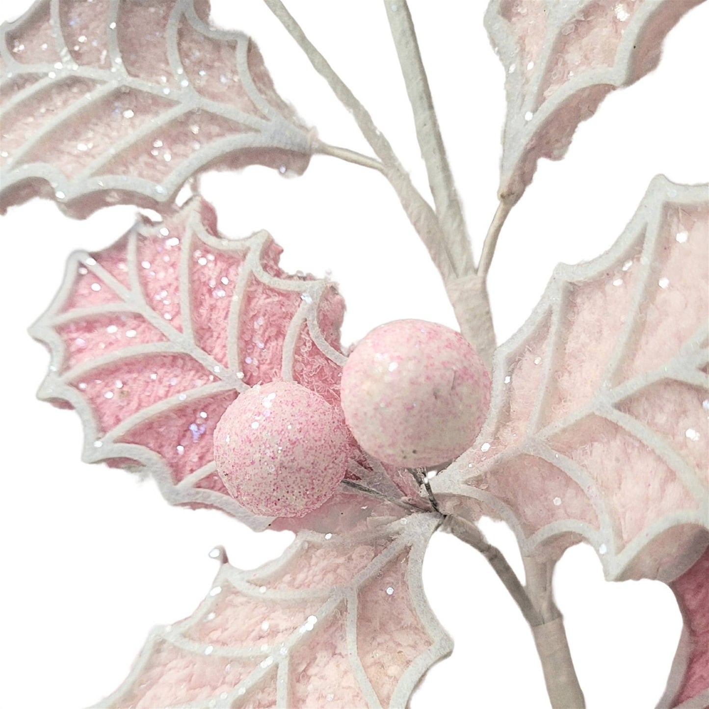 Passionate Pink Velvet Holly Spray 30”