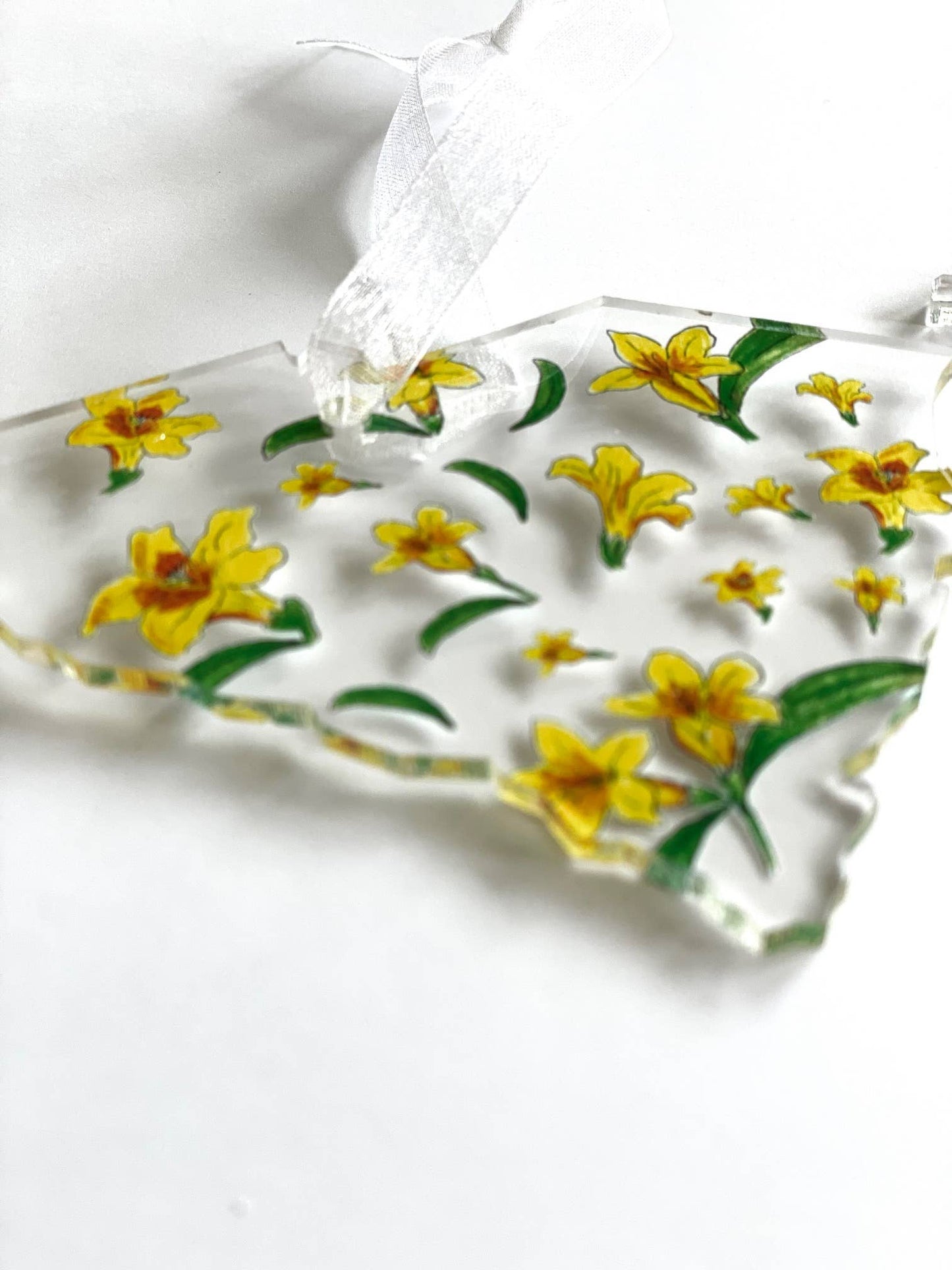 State of South Carolina Shape Ornament with State Flowers