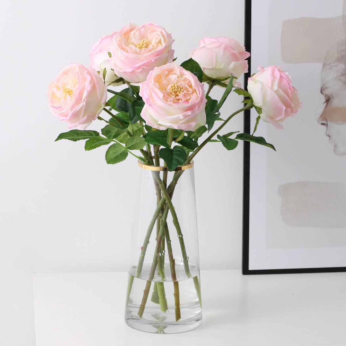 17" Premium Real Touch English Austin Cabbage Rose Stem