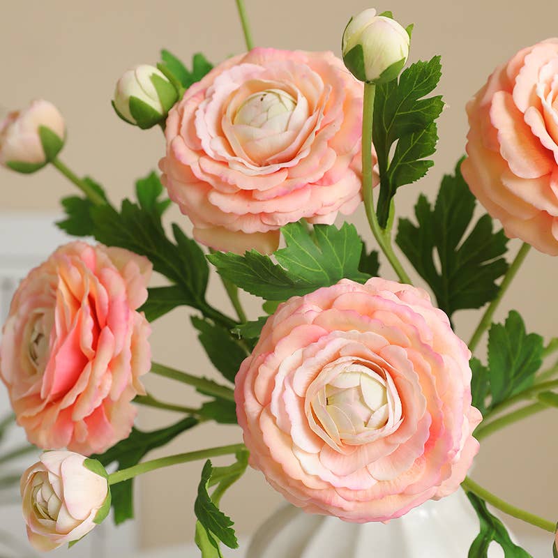 18" Real Touch Ranunculus with 2 Buds