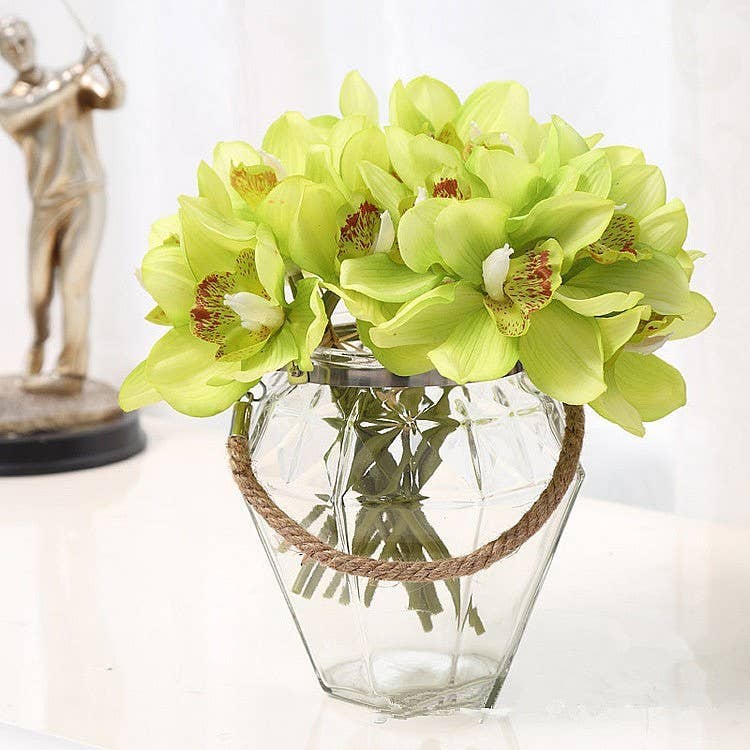 Pack of 6 Stems-Real Touch Faux Cymbidium Orchid Bundle