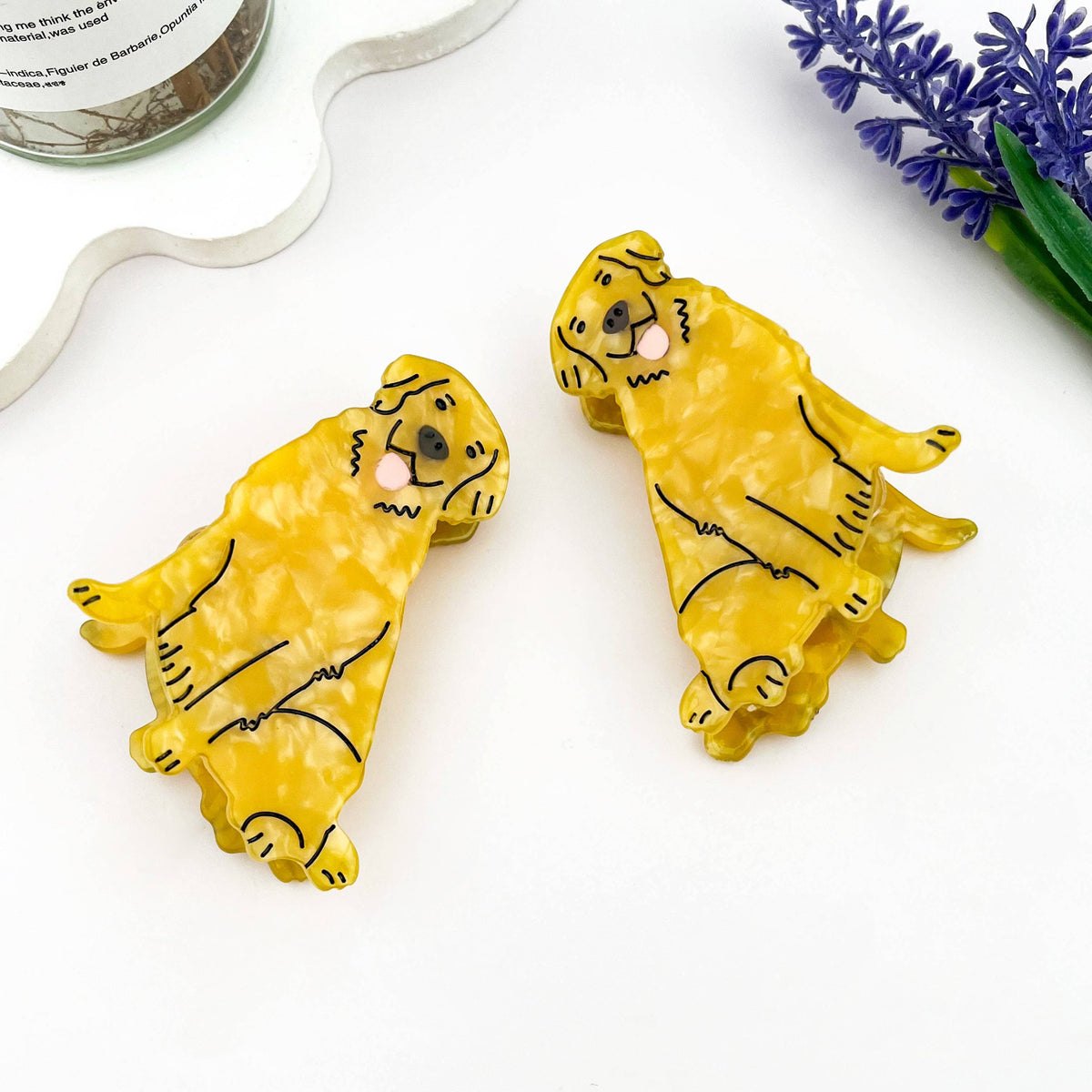 Golden Retriever Acetate Hair Clip, Cartoon Dog Hair Claw