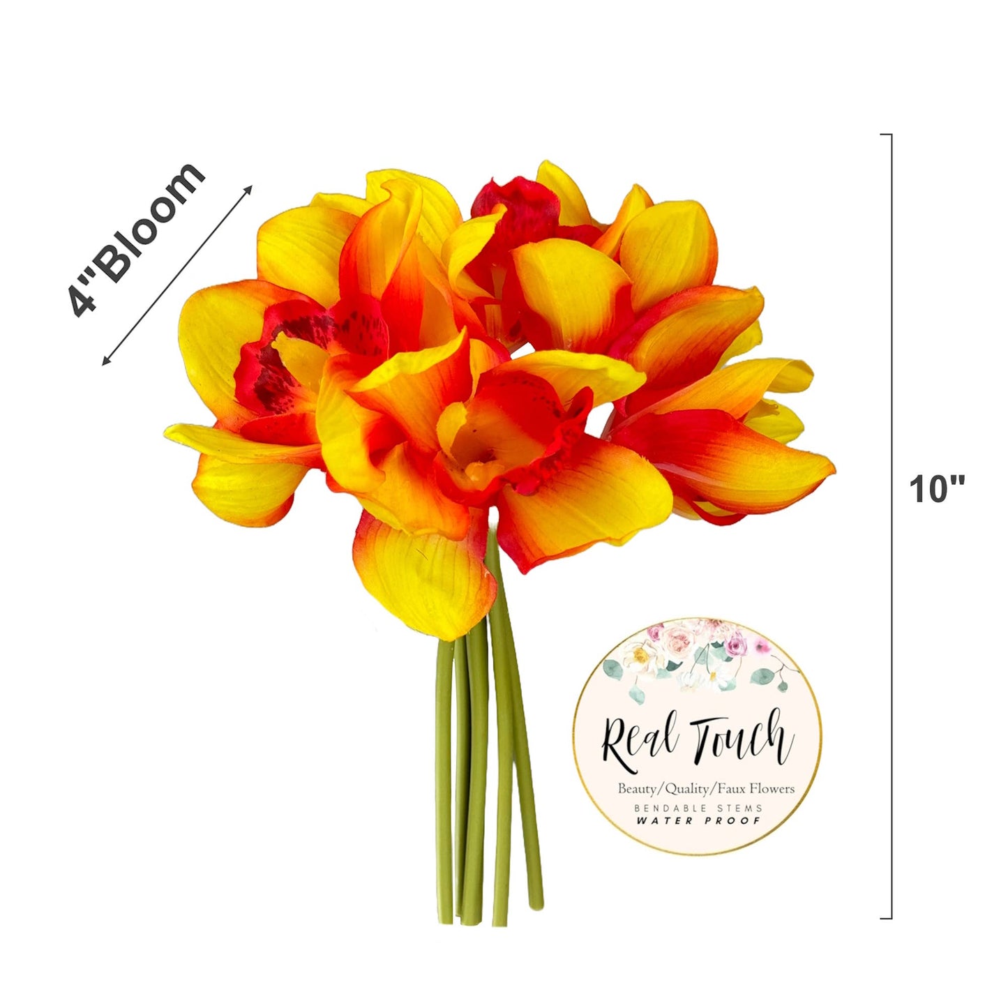 Pack of 6 Stems-Real Touch Faux Cymbidium Orchid Bundle