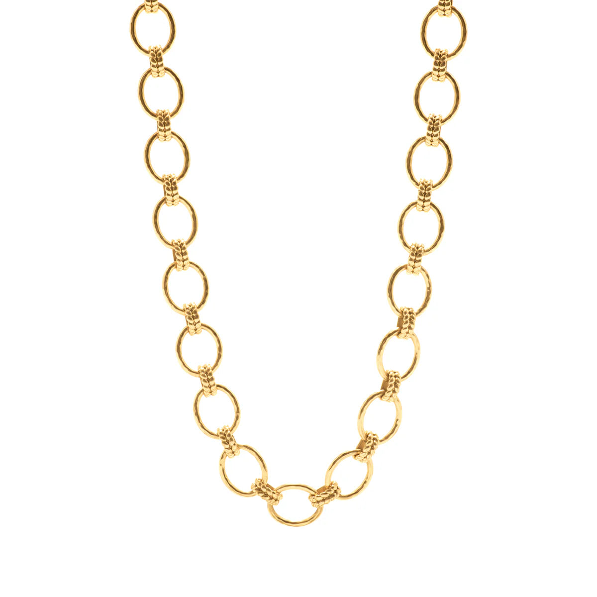 Cleopatra Grande Link Necklace - Hammered Gold