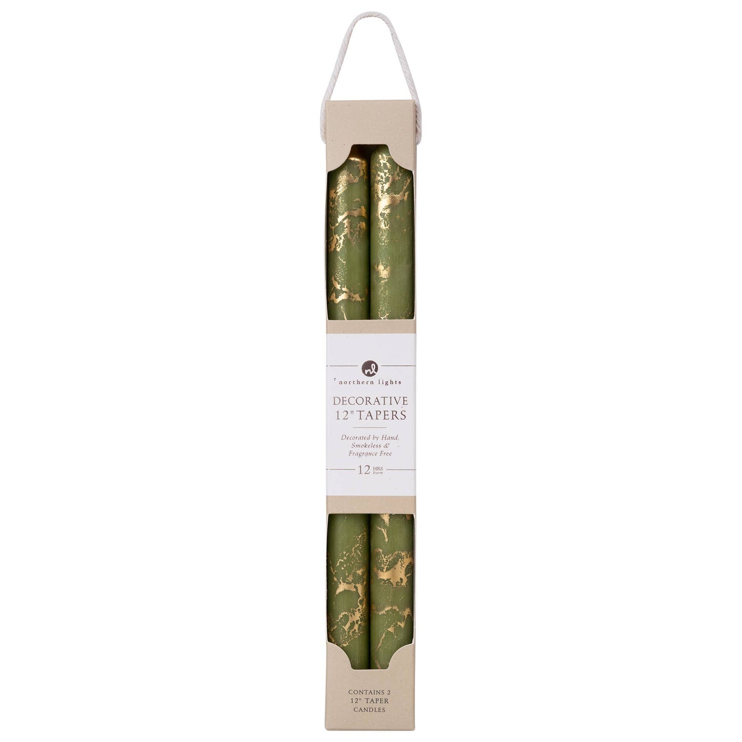 12" Decorative Taper 2pk with Gold