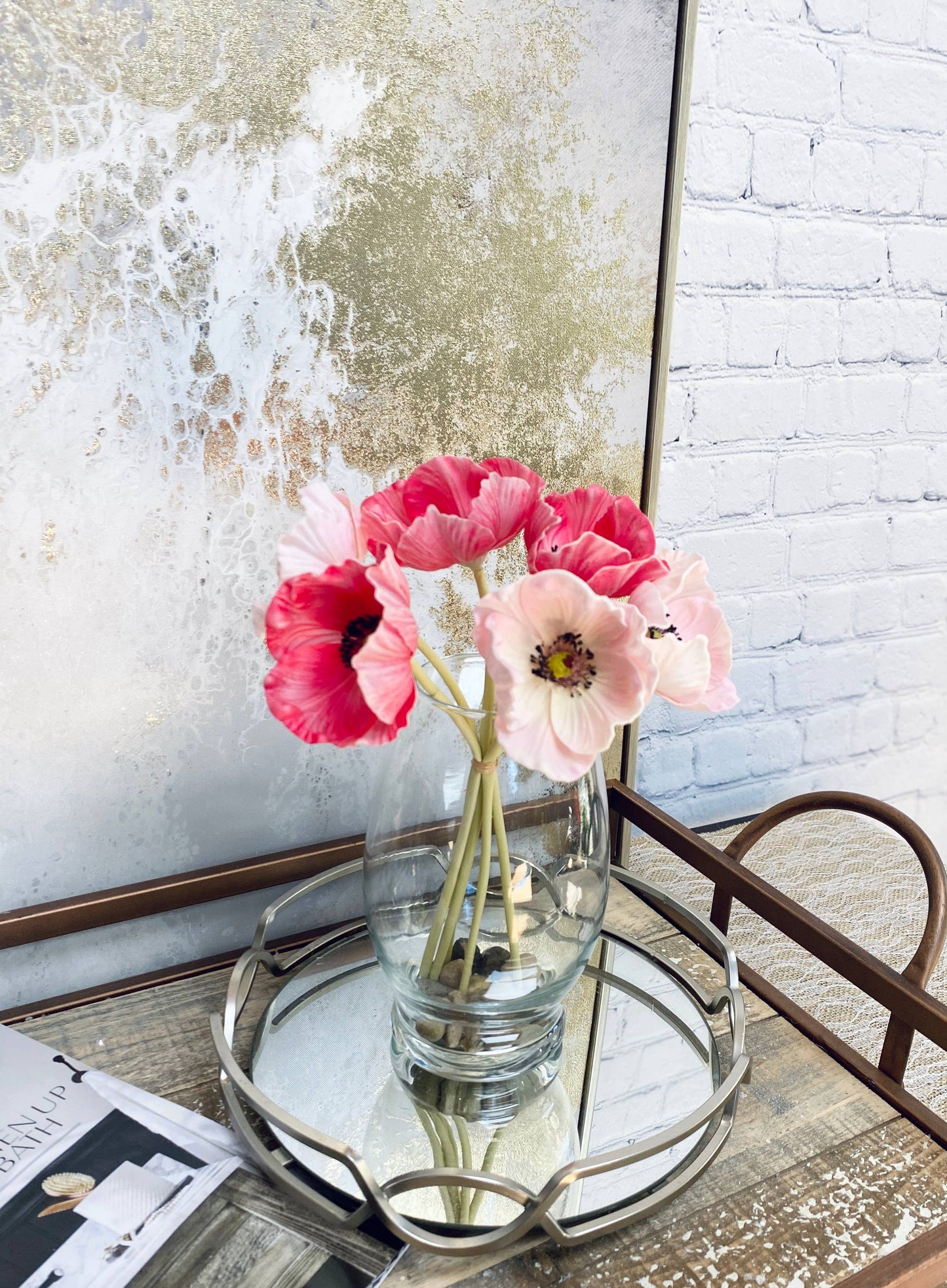 11" Real Touch Poppy 6 Stems