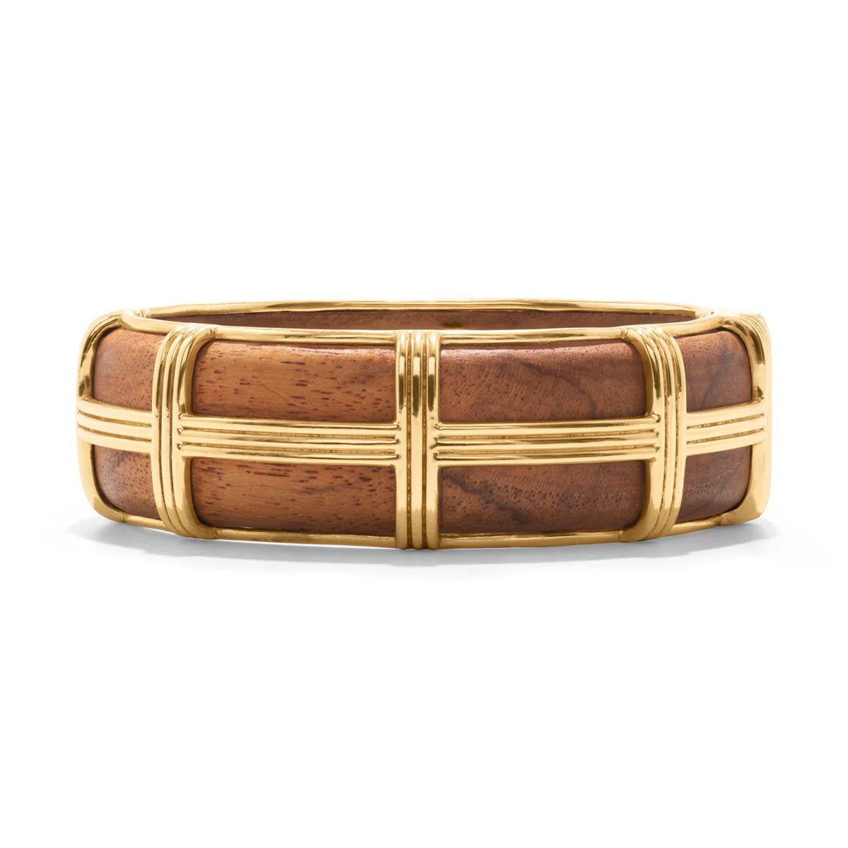 Gaia Hinged Bangle, M/L - Teak