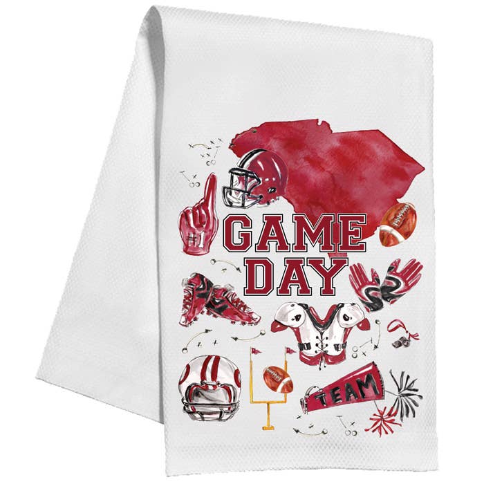 Maroon&Black GameDay State Of SC Football Icons KitchenTowel