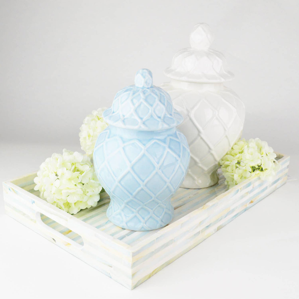 White Textured Extra Large Ginger Jar with Lid