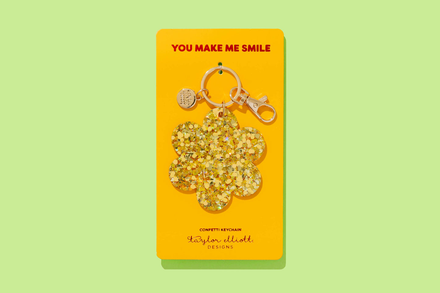 Flower Keychain Gold Confetti