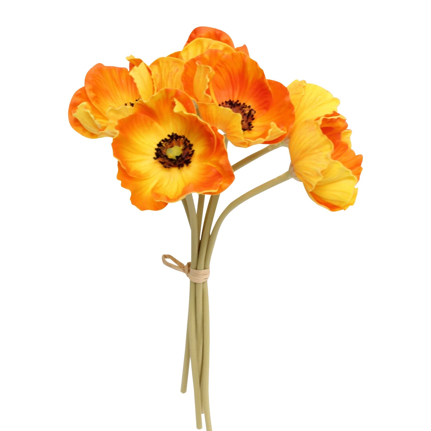 11" Real Touch Poppy 6 Stems