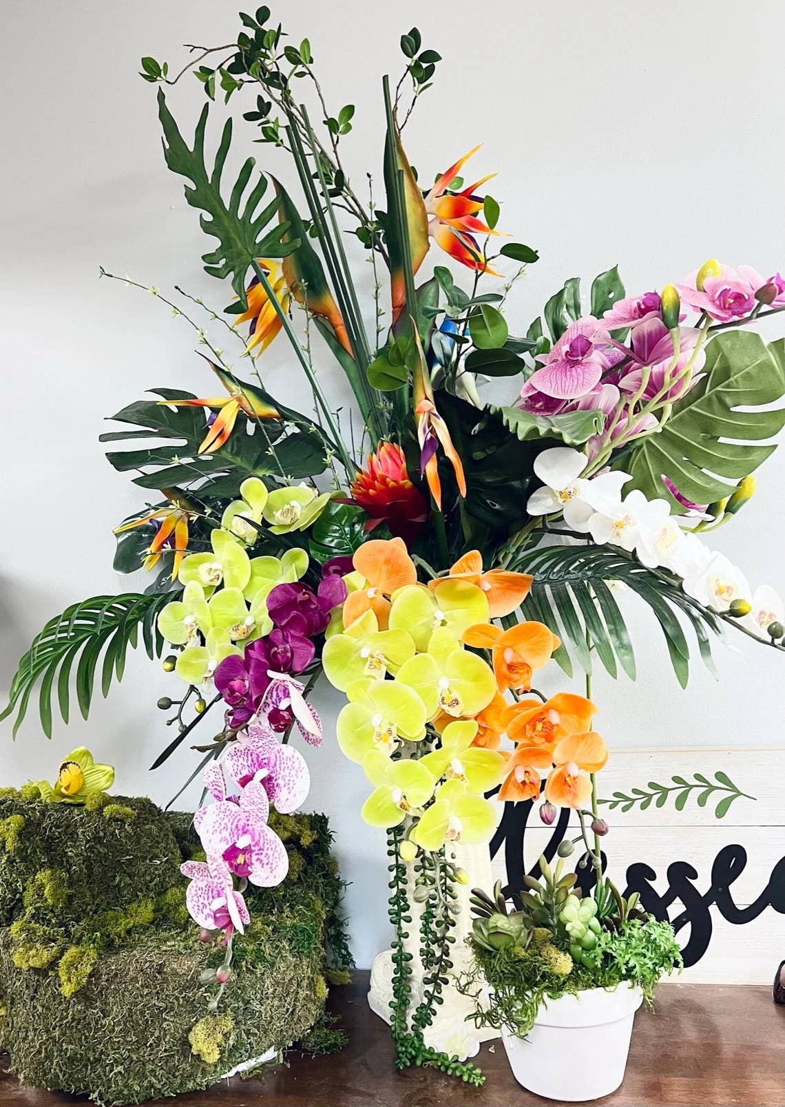 36" Real Touch Phalaenopsis Orchid-Large Bloom 9 Flowers