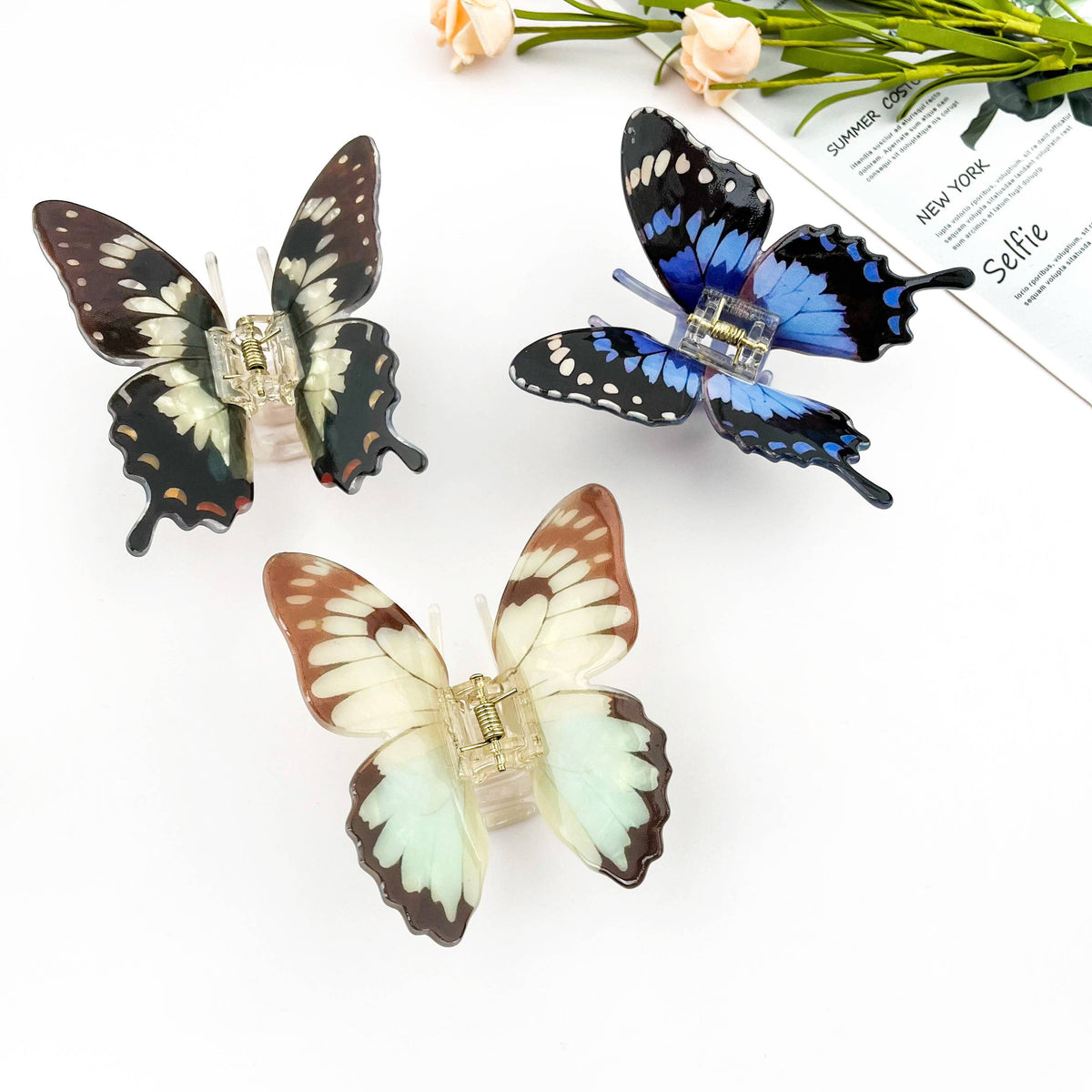 Vibrant Printed Butterfly Hair Claw Clip
