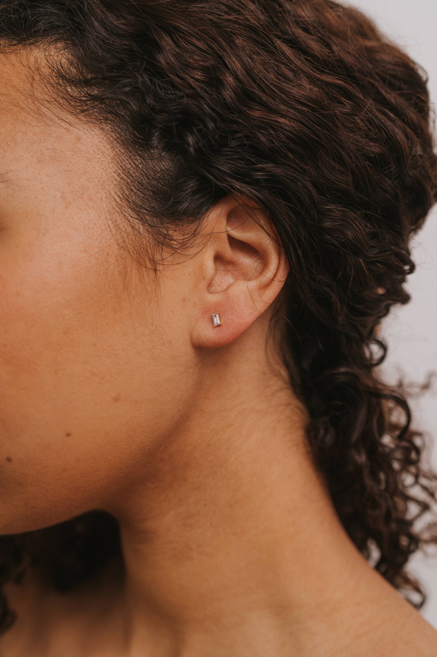 Lilac Baguette Gold Earrings