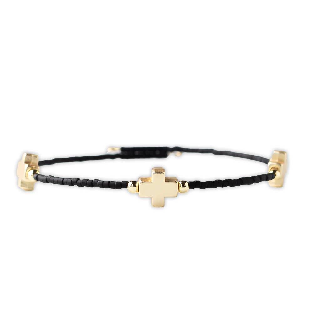 Faithful Cross Bangle-Black, Cross Bracelet | Christian