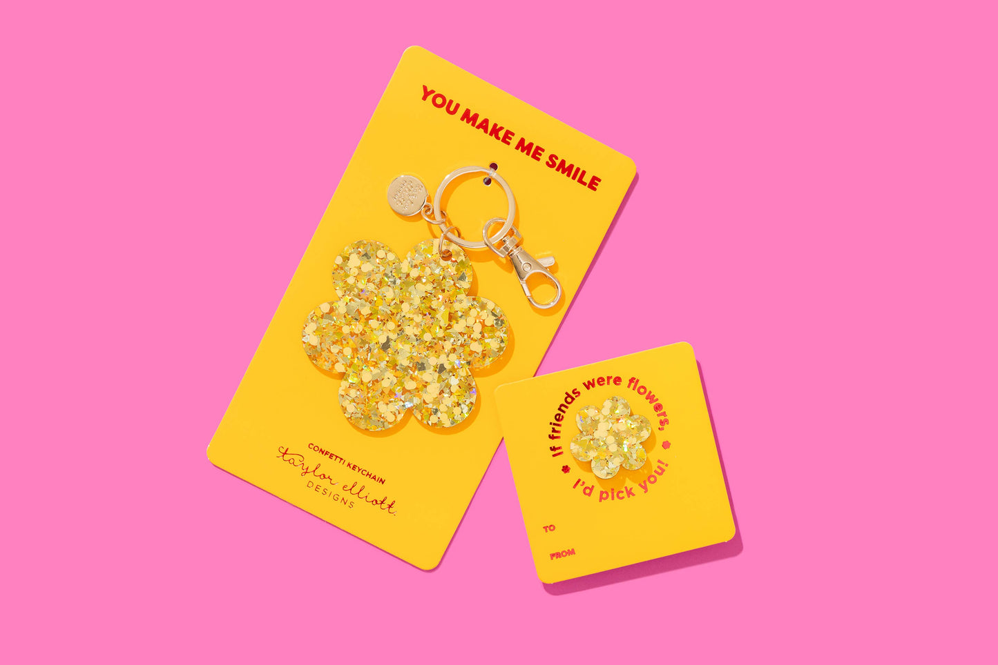 Flower Keychain Gold Confetti