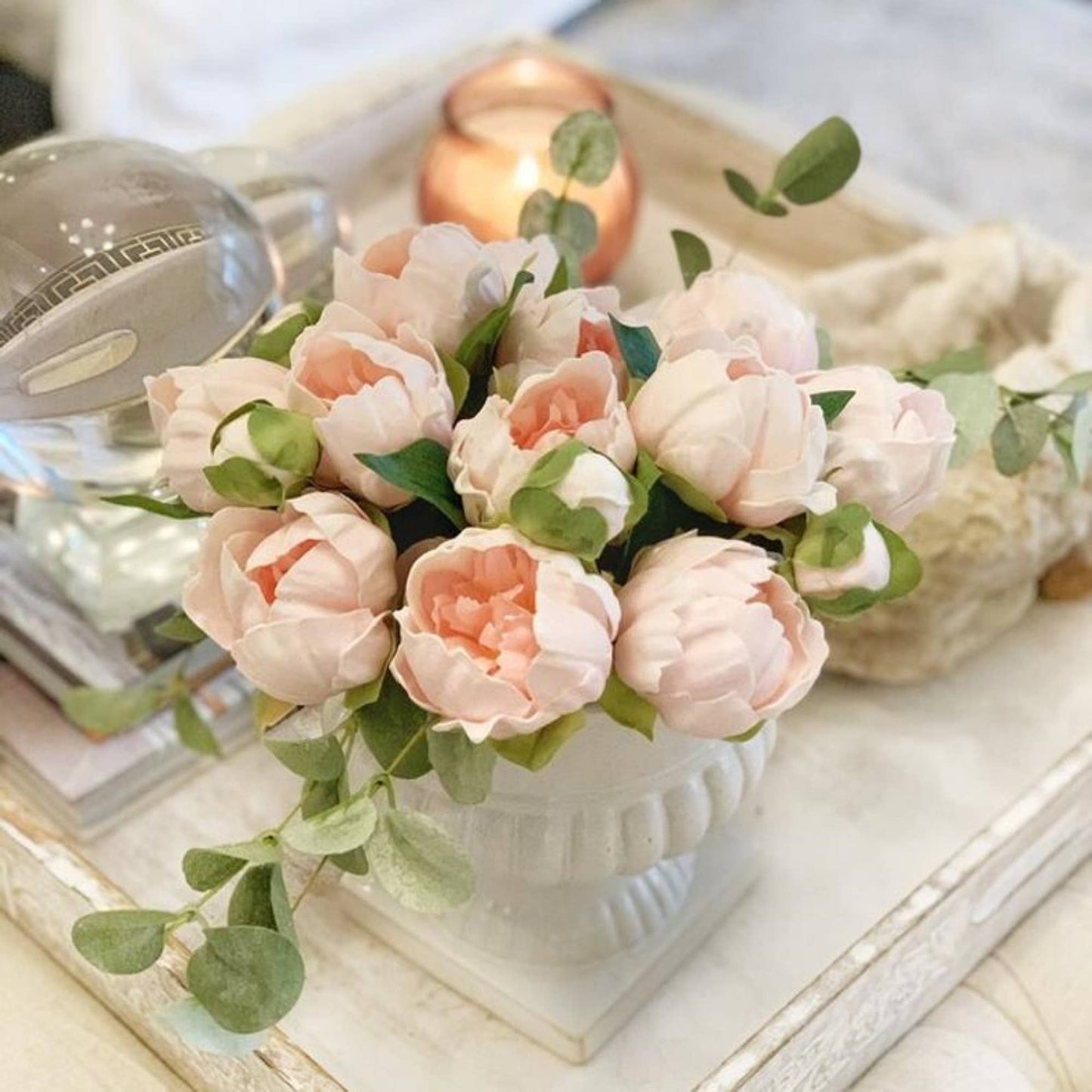 10.5" Real touch artificial Peony bundle-8 Flowers and buds