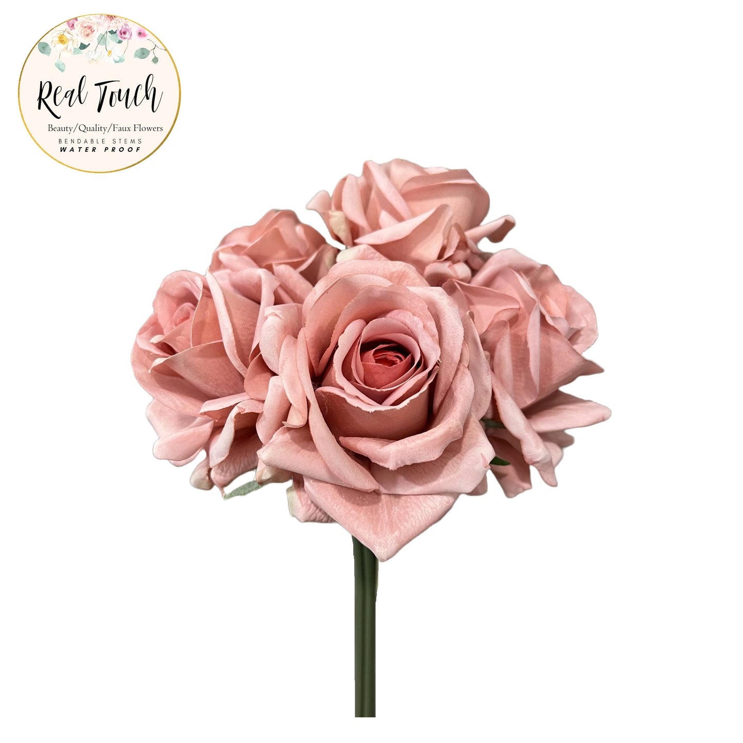Real Touch Pack of 5 Large bloom Rose