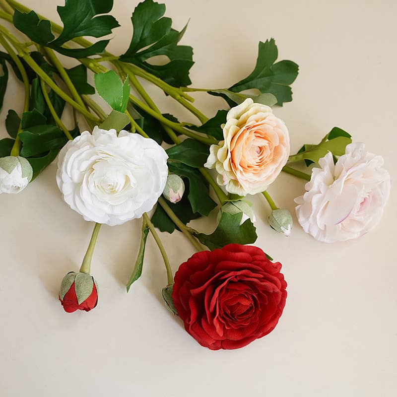 18" Real Touch Ranunculus with 2 Buds