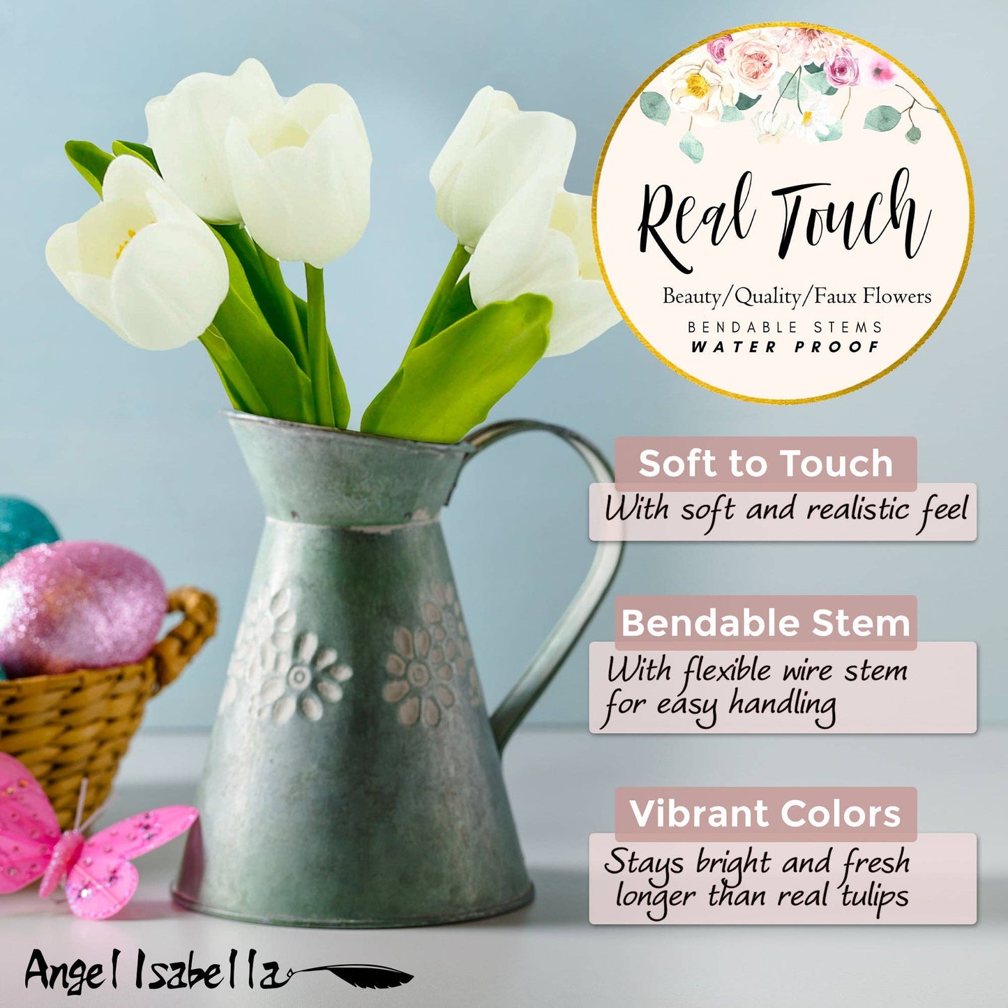 Pack of 5-stems Real Touch medium open tulip