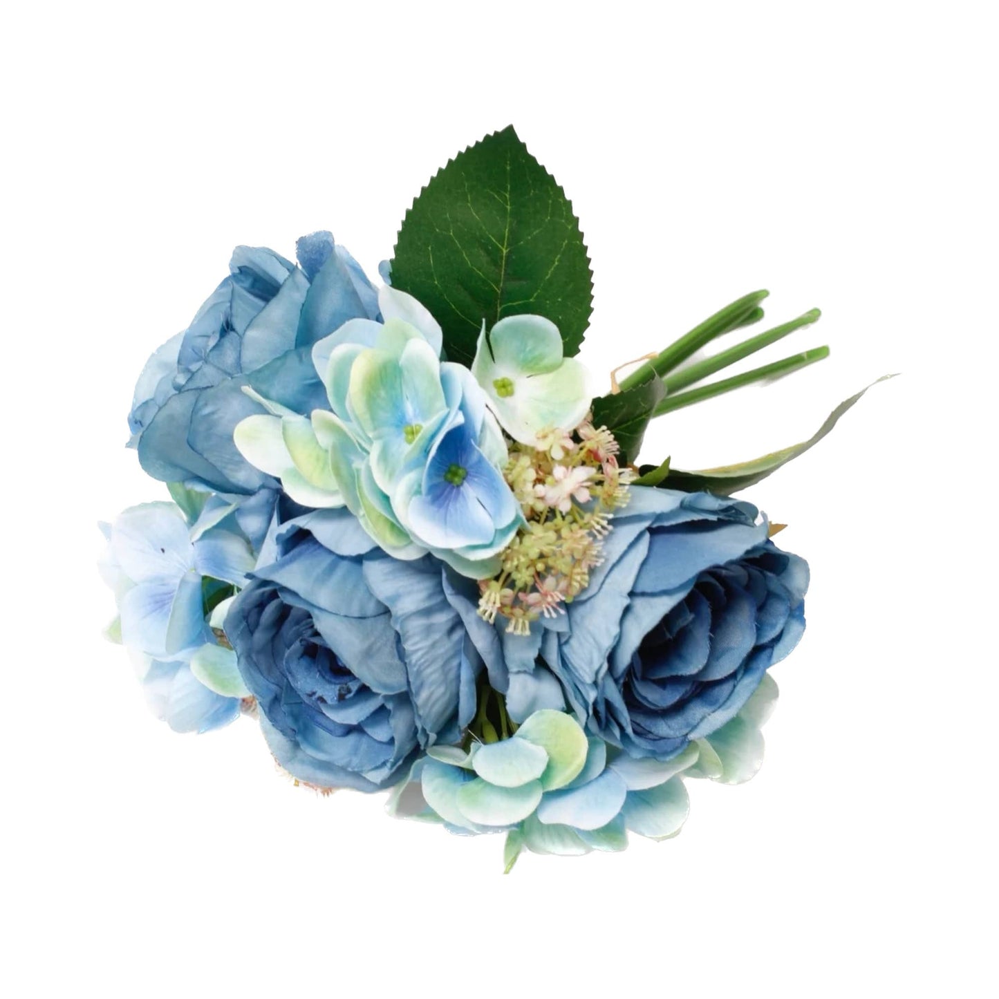 12"-Rose Hydrangea Pre-tied bouquet Faux Flowers
