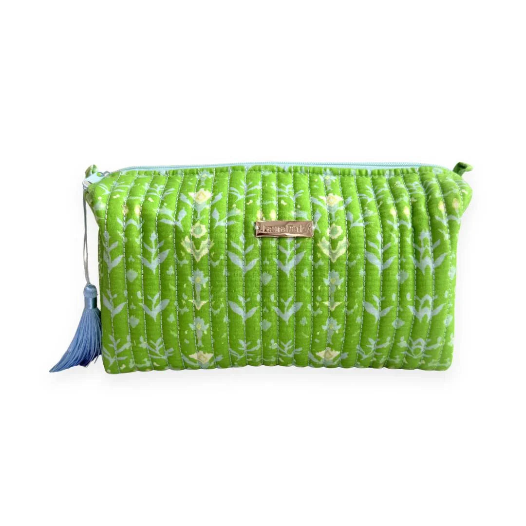 Petal Garden Green Large Cosmetic Bag