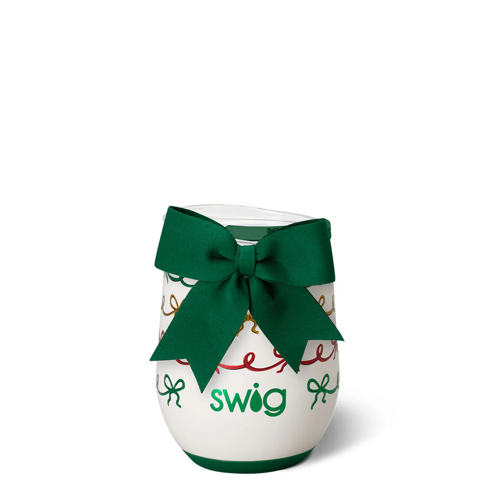 12oz Christmas Bows Stemless Wine Cup